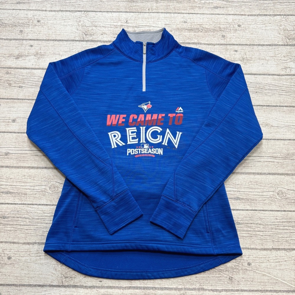 Majestic Toronto Blue Jays Sweatshirt Women's S Blue We Came To Reign ThermaBase